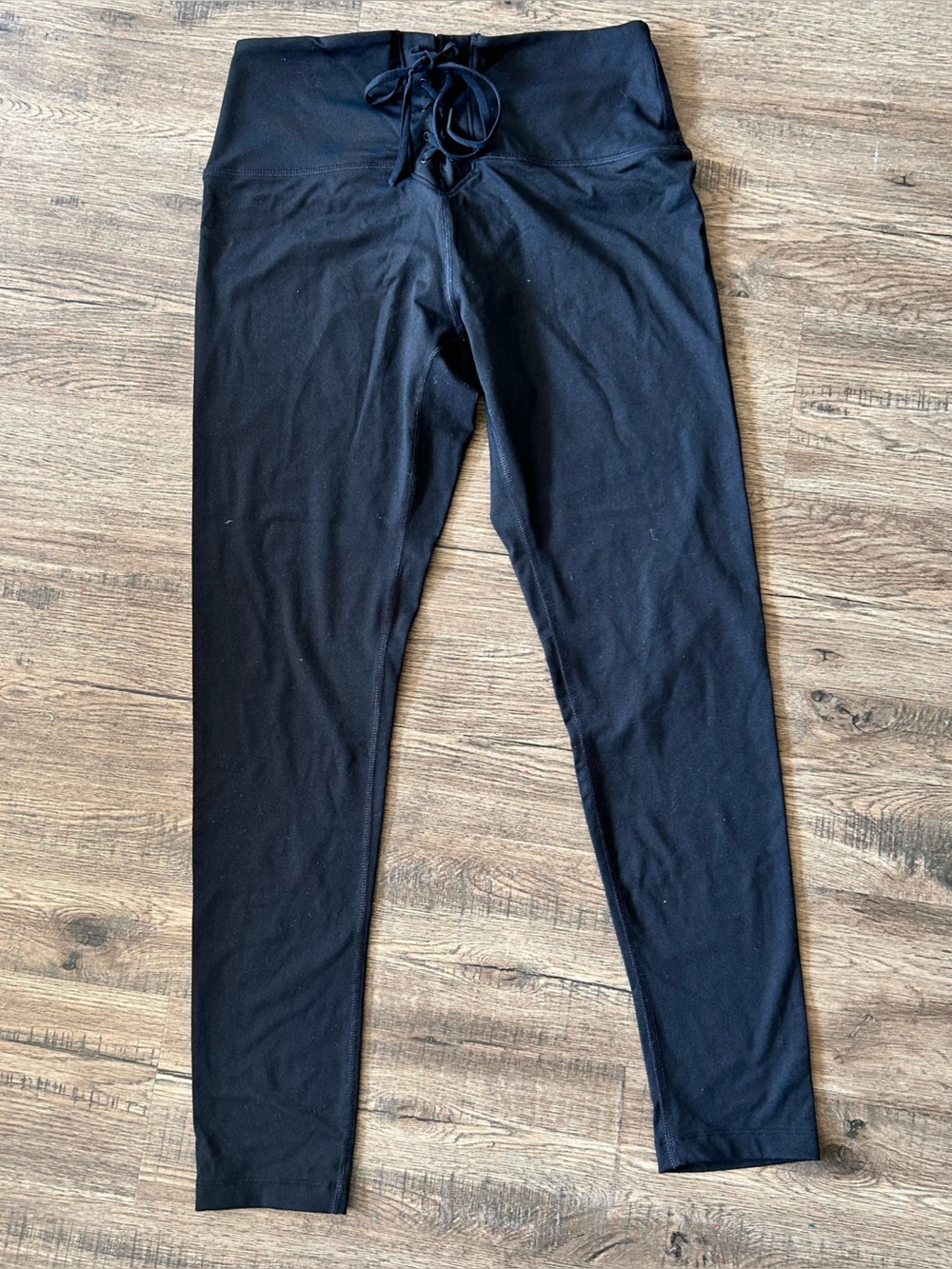 PINK Victoria's Secret |Black High-Rise Lace-up Leggings sz Large